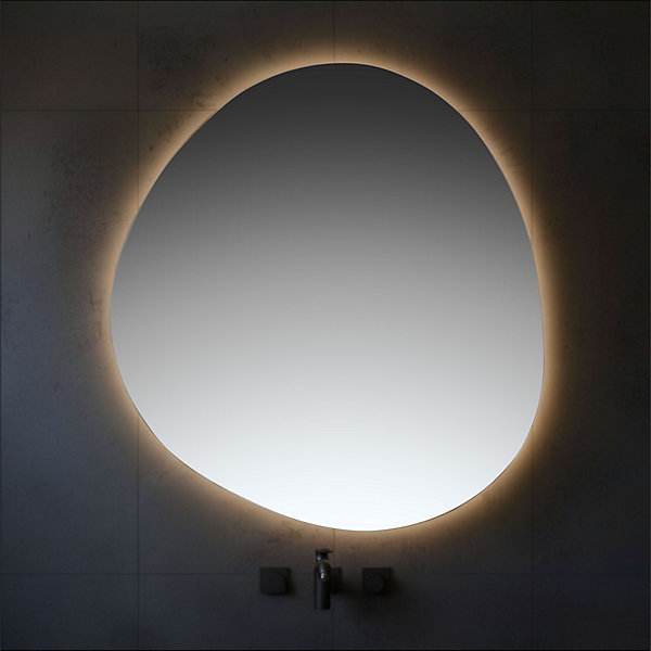 Miroir à bord poli 100x110 cm de forme profilée avec rétroéclairage led périmétrique
