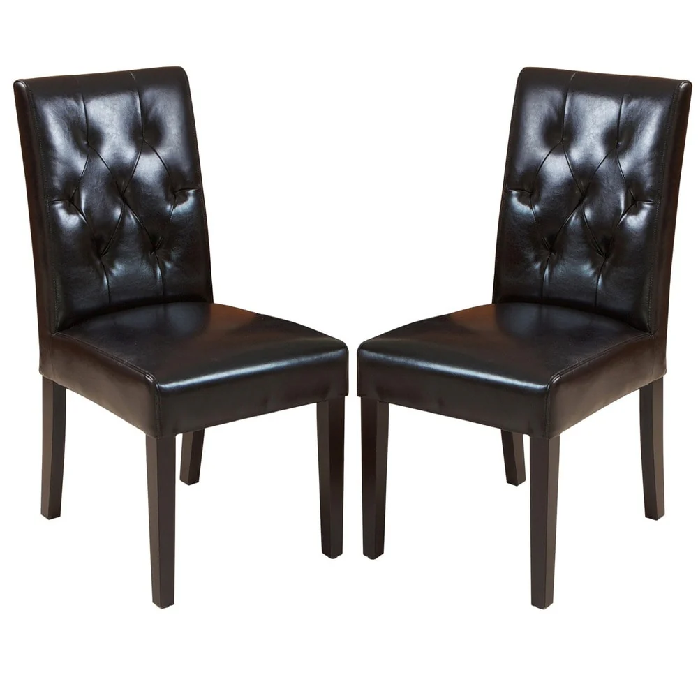 Gentry Bonded Leather Black Dining Chair (Set of 2) by Christopher Knight Home
