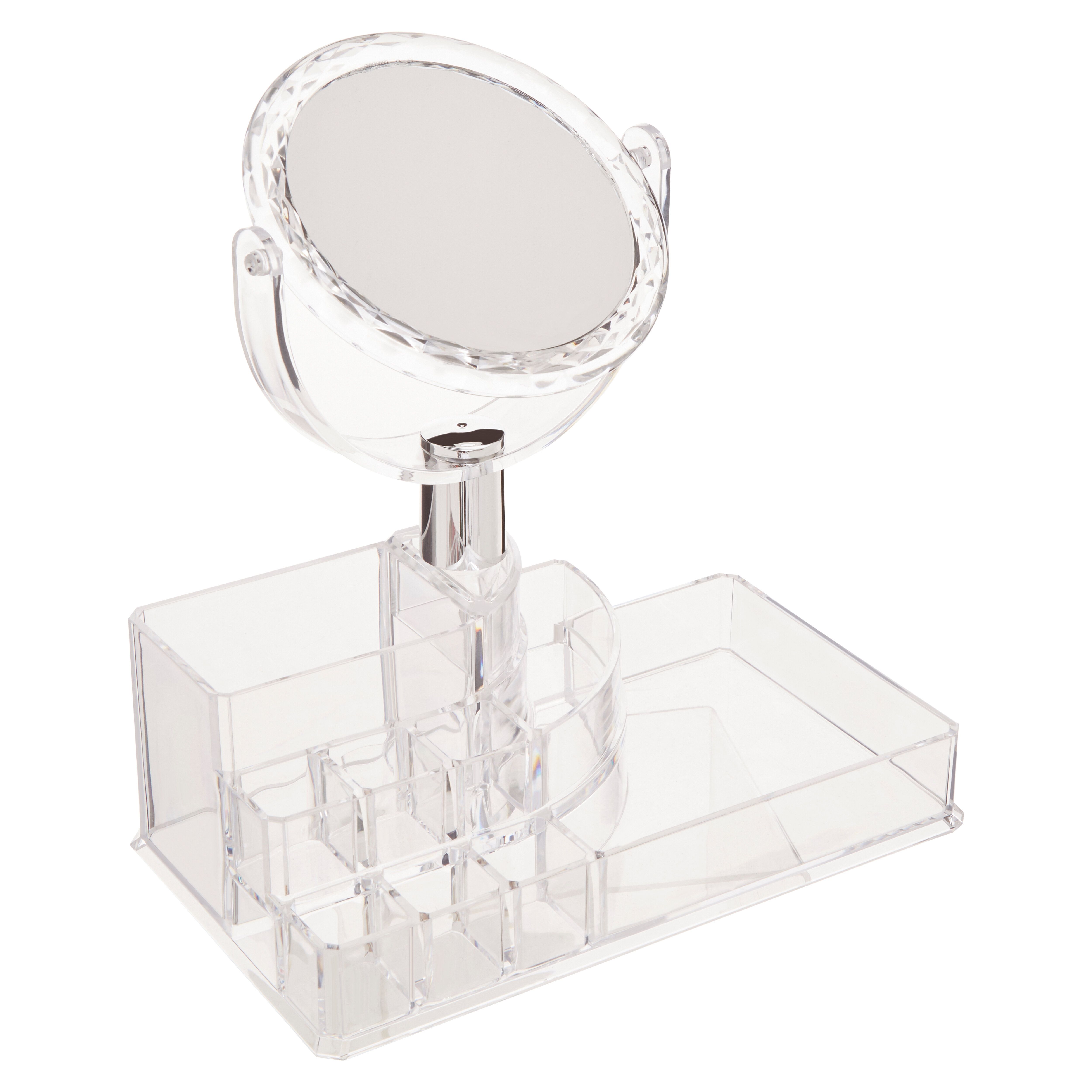 Orsina Clear Beauty Cosmetic Organiser with Mirror, Smart Makeup Organiser with Mirror, Makeup Mirror with Storage