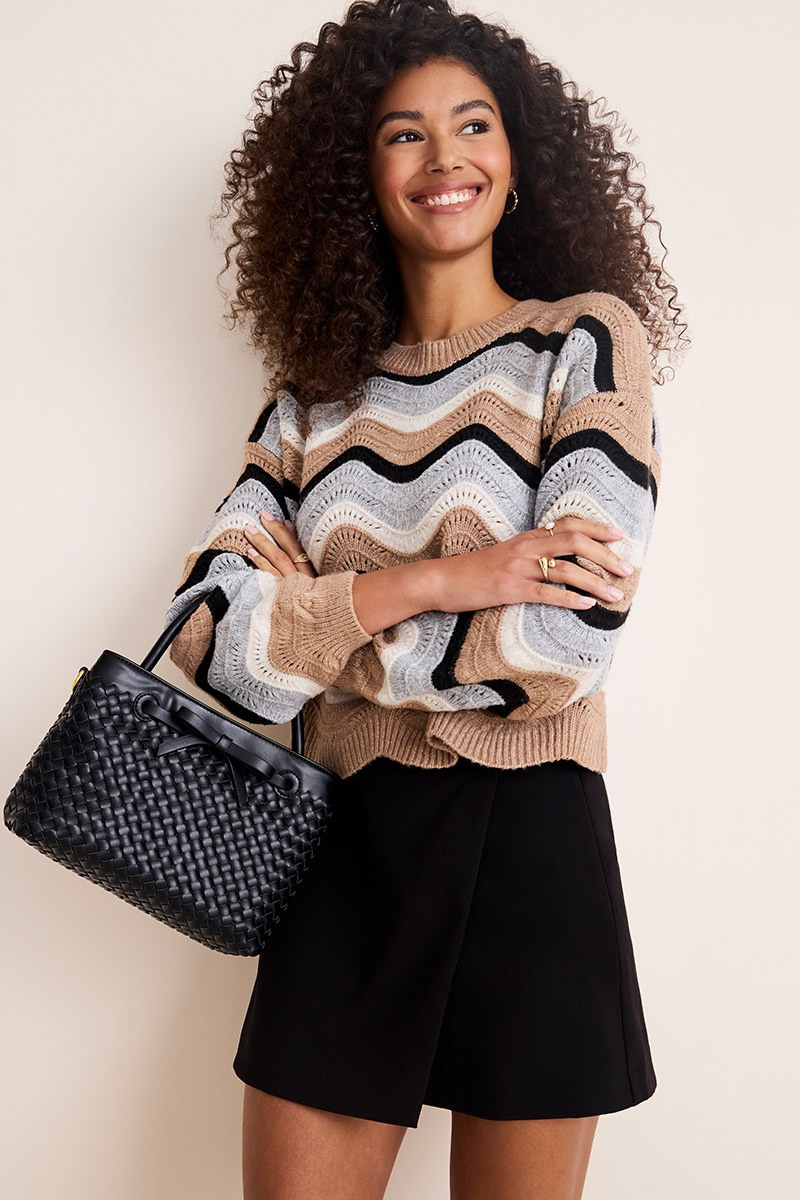 Maggie Wavy Striped Pullover Sweater