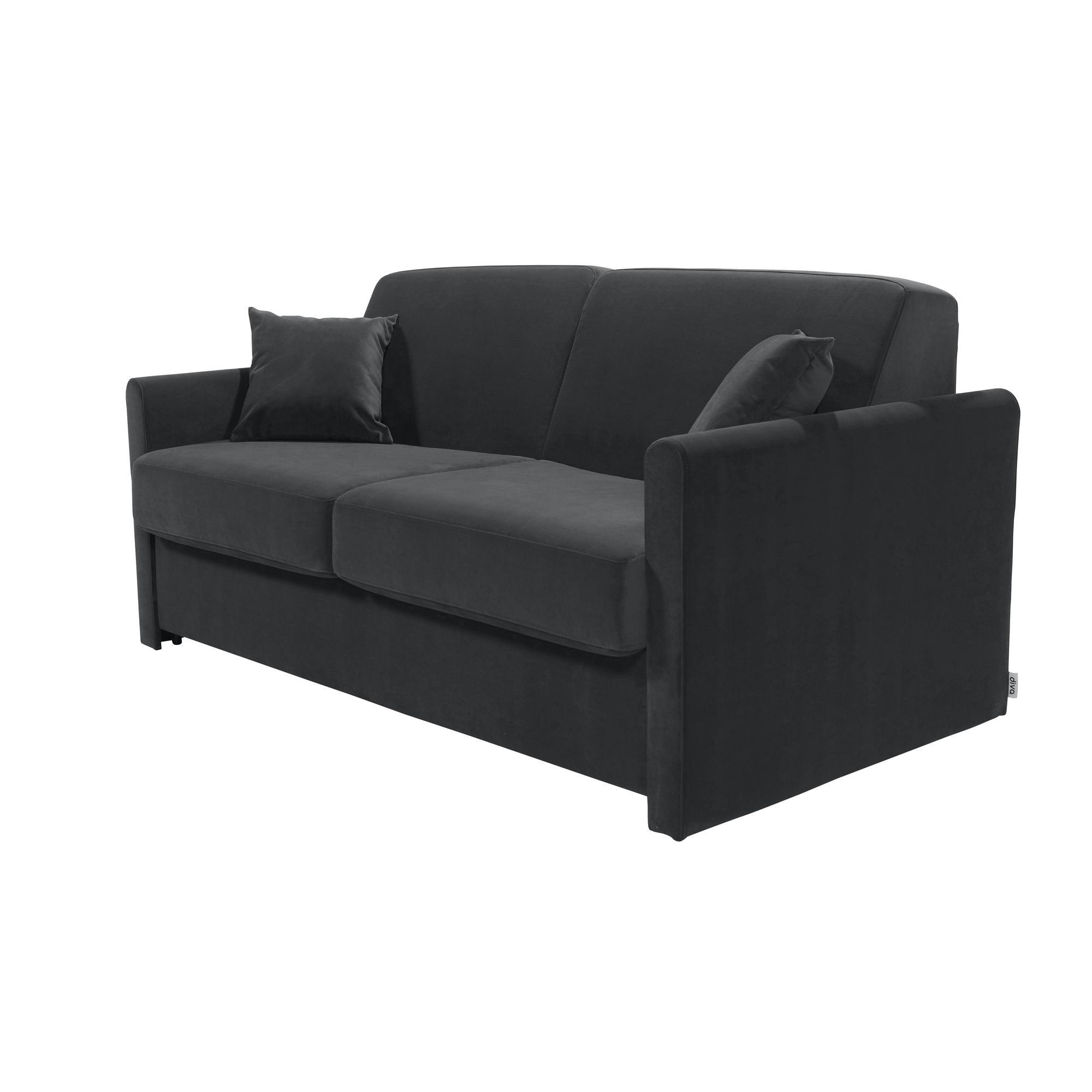 RUBY - Canapé droit convertible 3 places en tissu gris anthracite