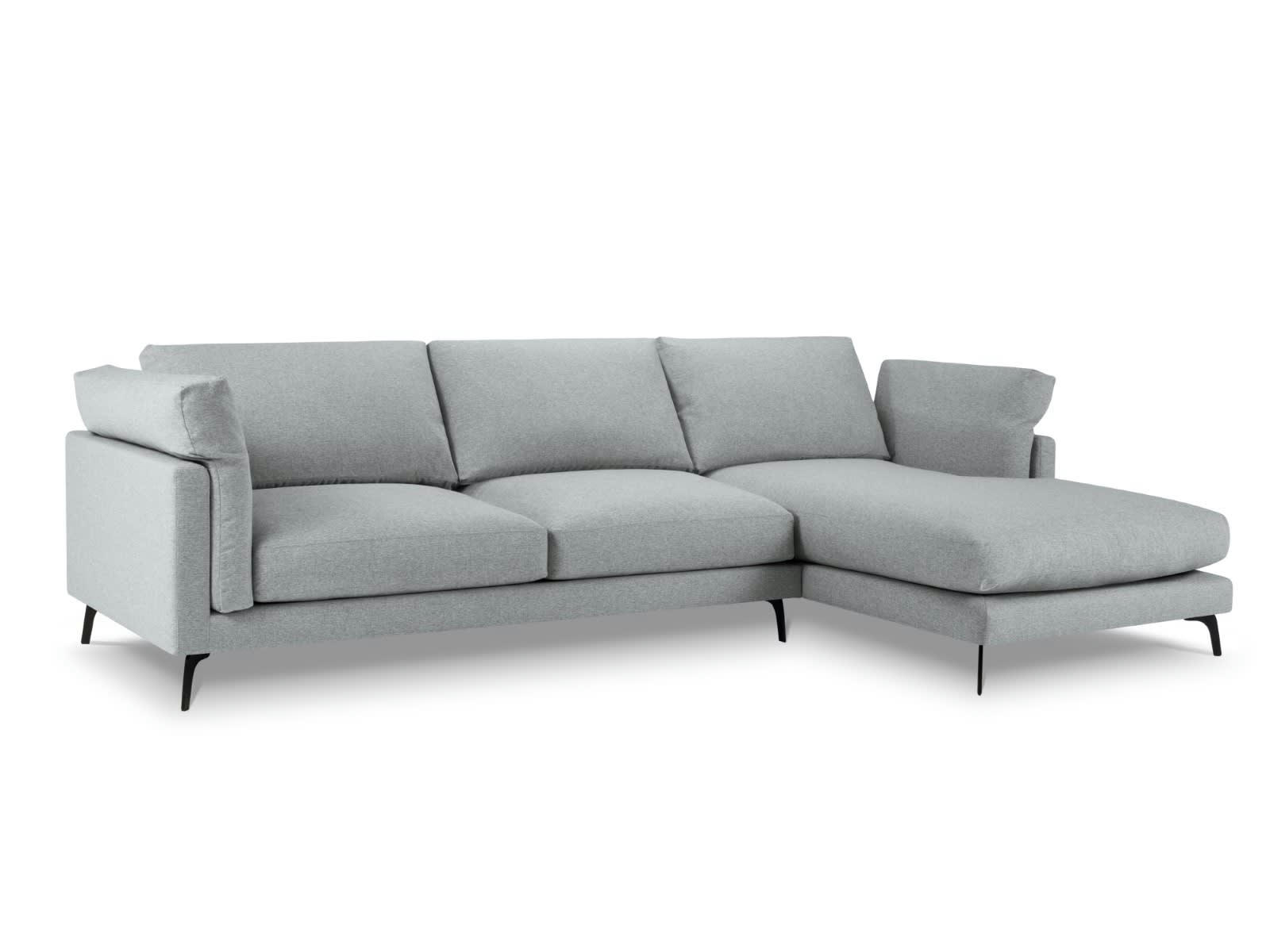 CAMILLE - Canapé D'Angle Droit 5 places en Tissu Structurel Gris Clair