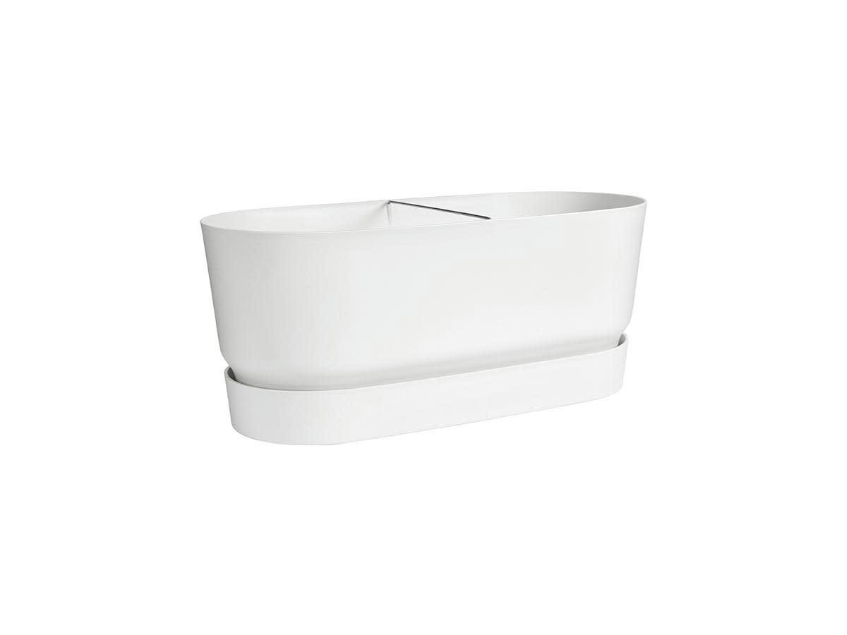 GREENVILLE - Jardinière avec roulettes 60x26x25 cm en polypropylène blanc
