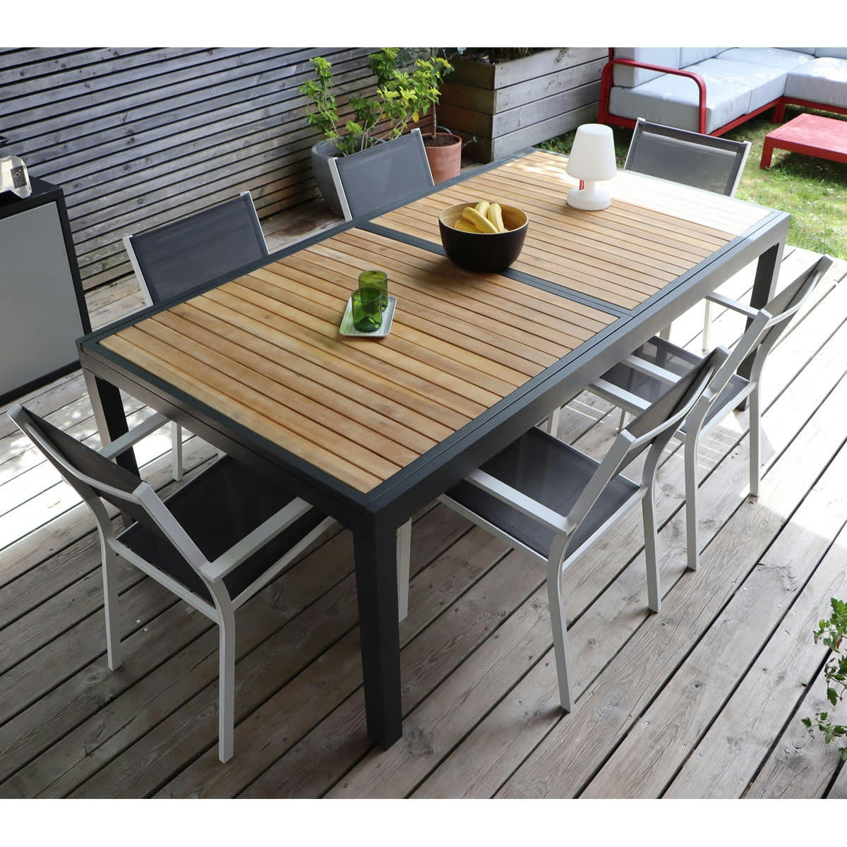 PALAWAN - Lot de 6 chaises de jardin en aluminium blanc et textilène