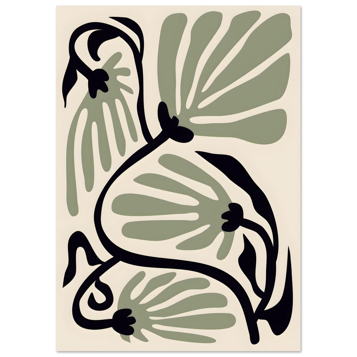 Artfulprints Poster Matisse – Ode to a green flower  - A4 21x29.7 cm - Groen