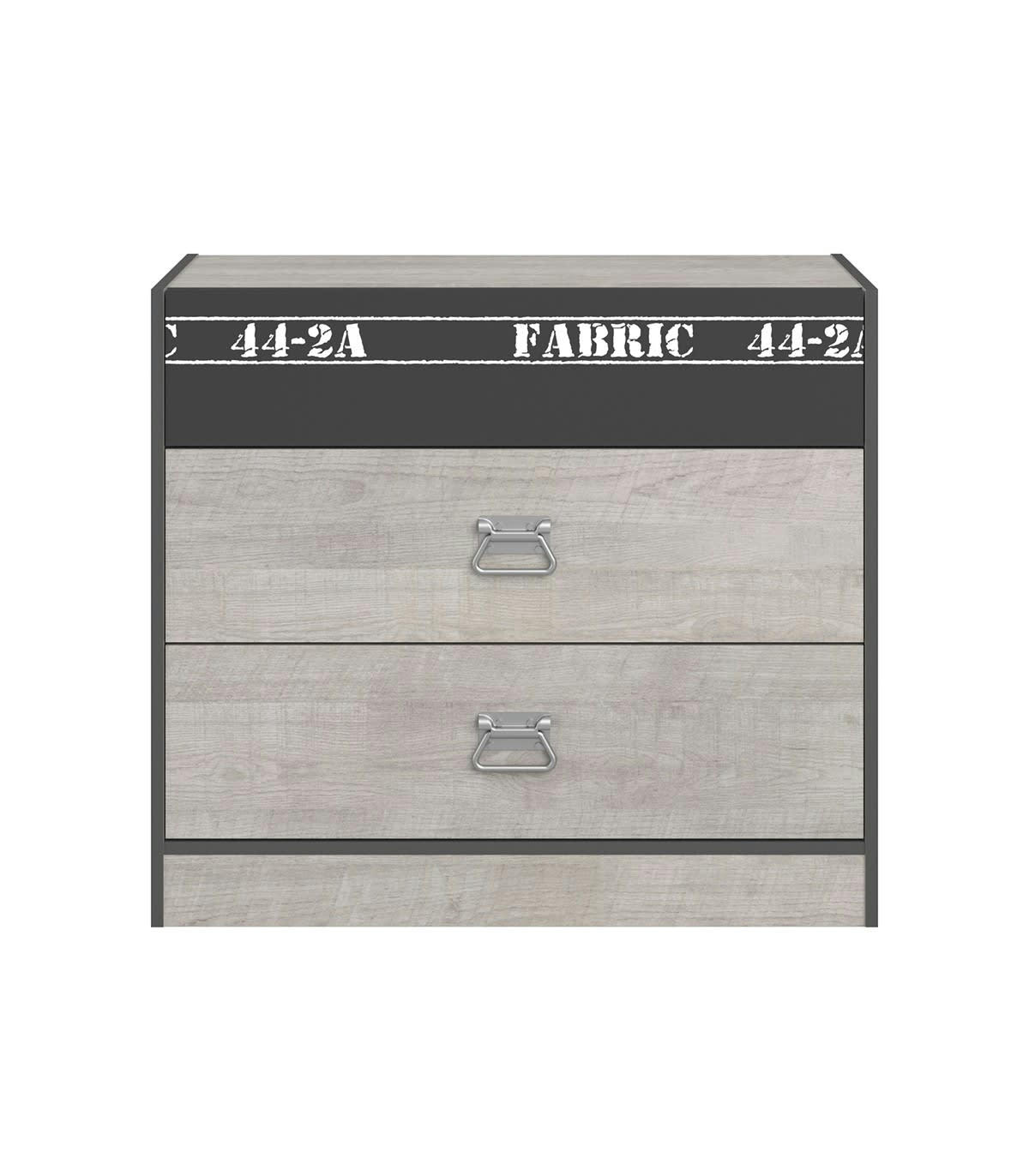 FABRIC - Commode 3 tiroirs style Loft L87 cm - Gris foncé et noir
