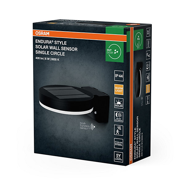 OSRAM Applique OSRAM, solaire, noire, acier inoxydable, IP44