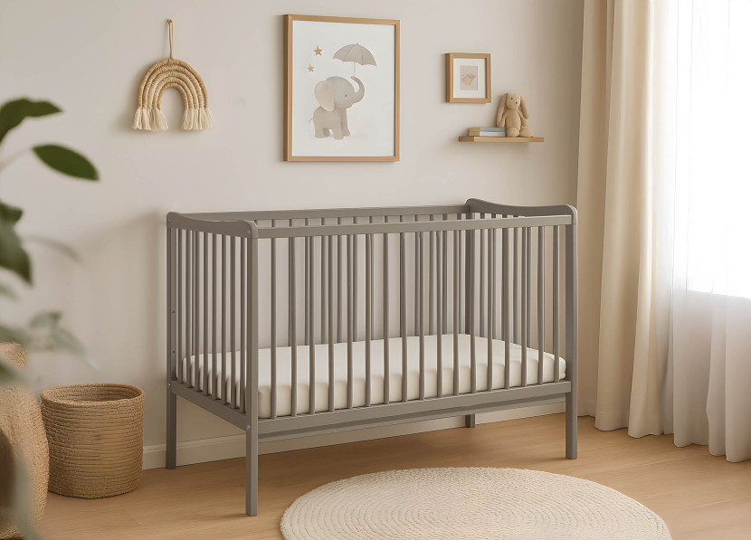Łóżeczko Grześ 120x60 BUKOWE Taupe