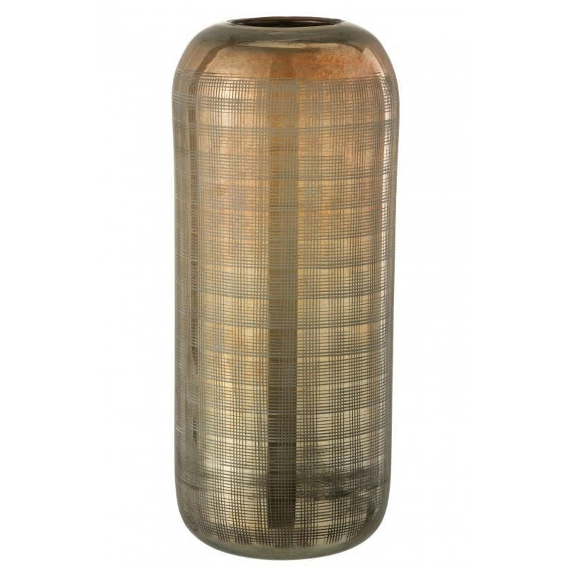 TORINO - Vase verre vert/or H17cm