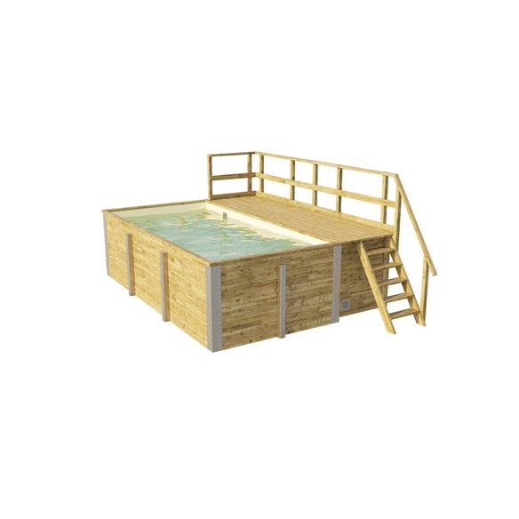 Massivholzpool »595«, grün/braun, BxHxL: 315 x 116 x 500 cm