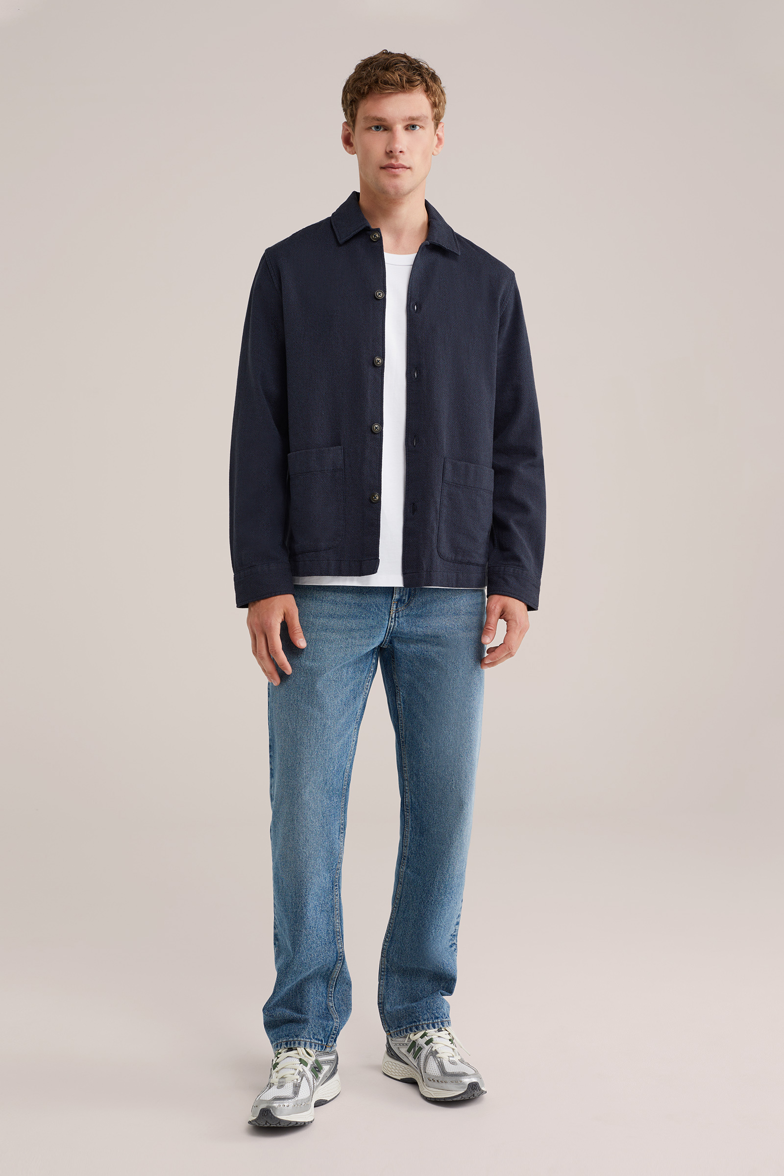 Heren Regular fit overshirt met structuur