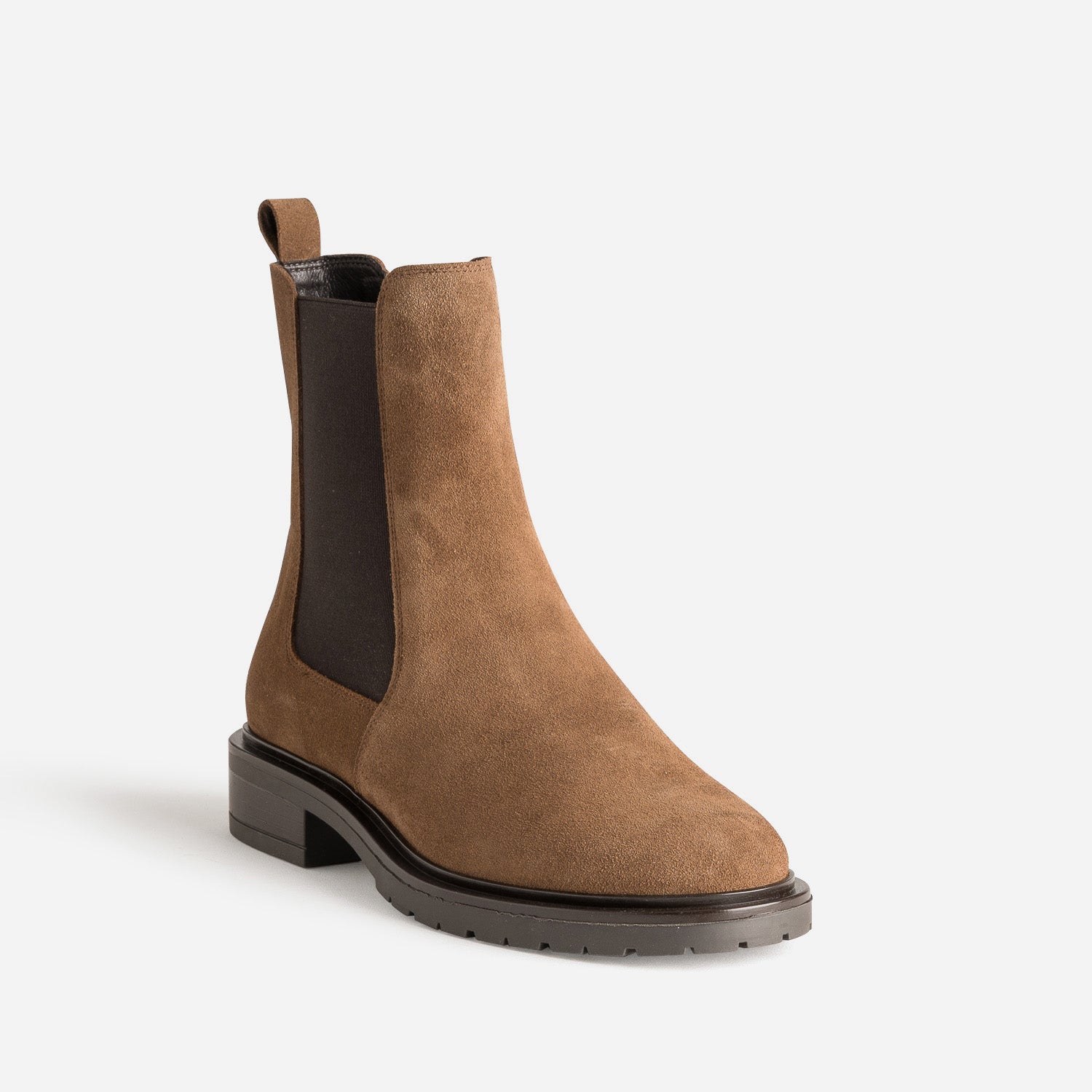 Chelsea boots camel cuir velours