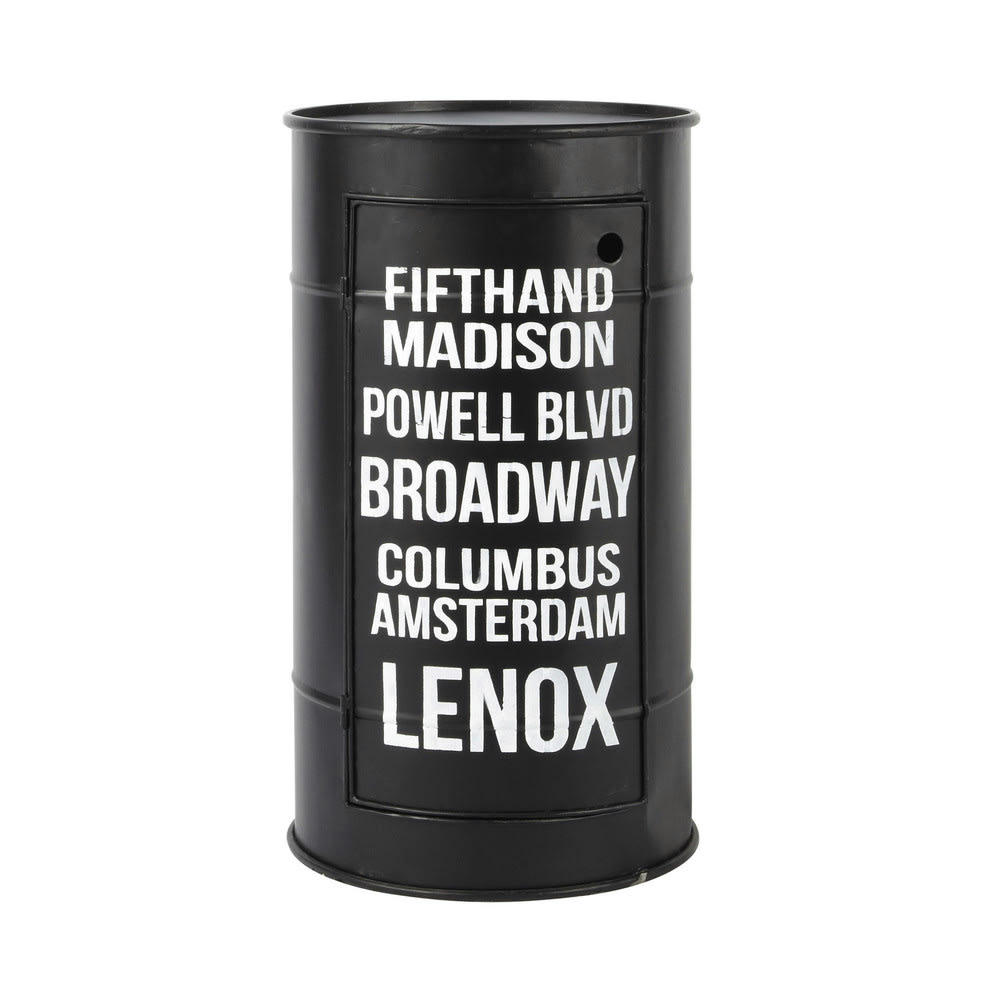 Harlem - Table de chevet bidon en métal noire L 40 cm