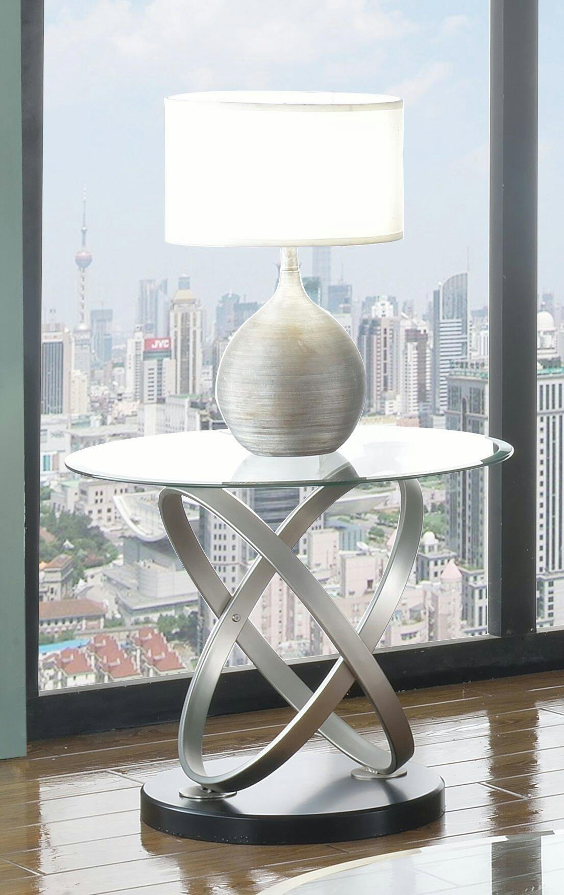 Brassex Kona Accent End Table, Silver/Black