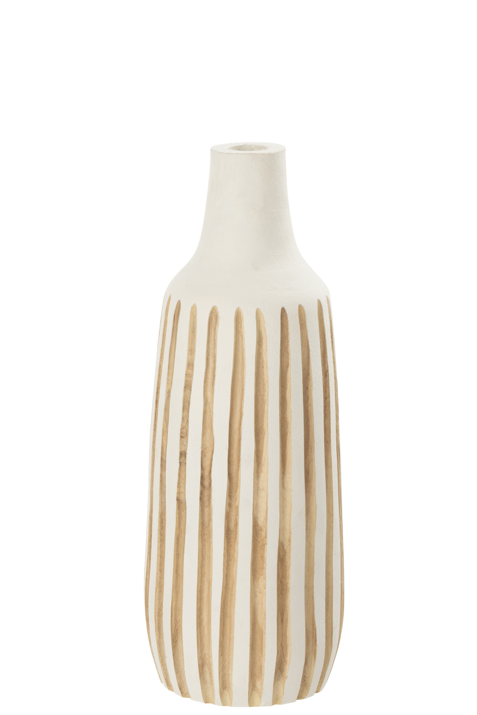J-Line vaas Ying - hout - wit - medium - 45 cm hoog