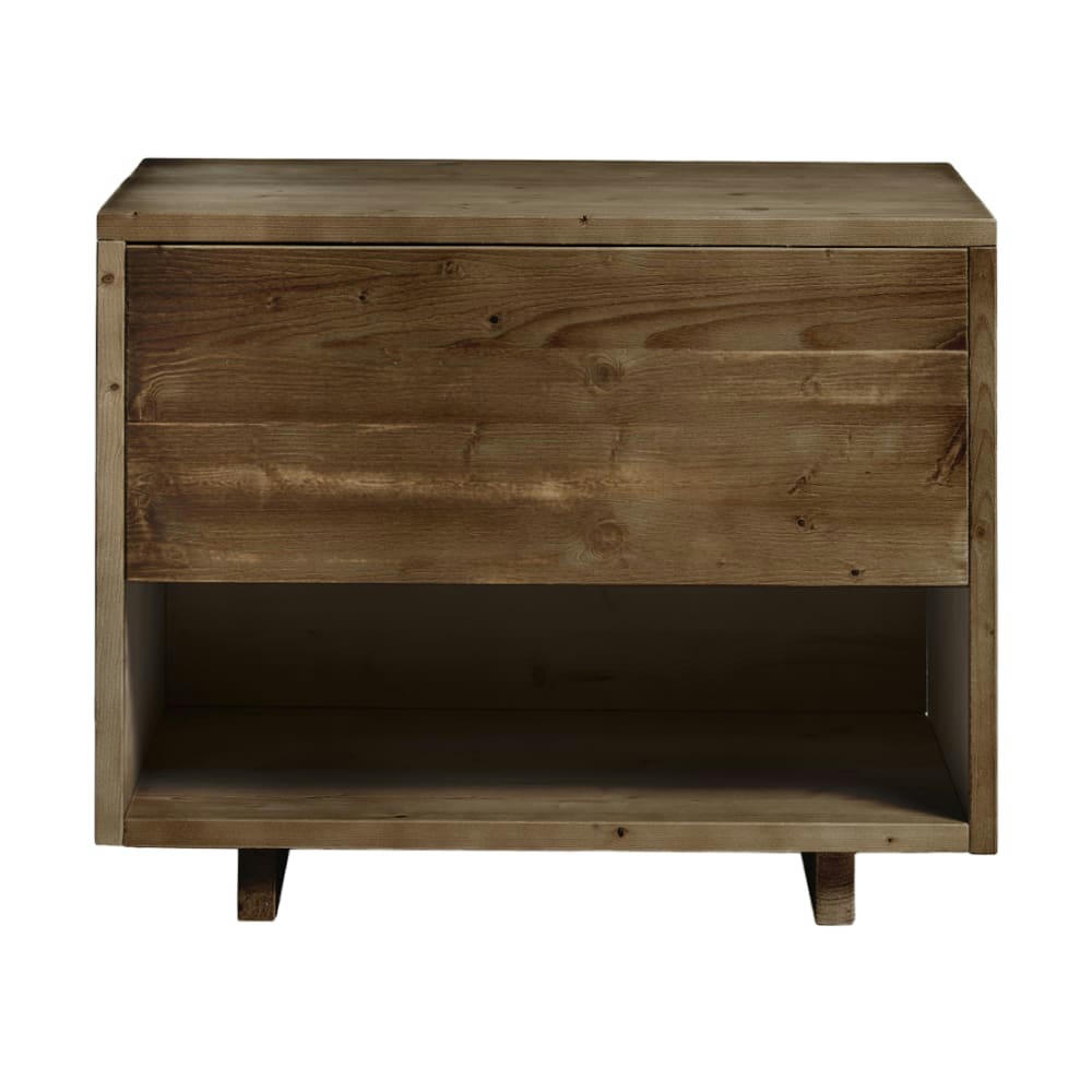 GINA - Table de chevet  avec tiroir en bois en couleur marron vieilli