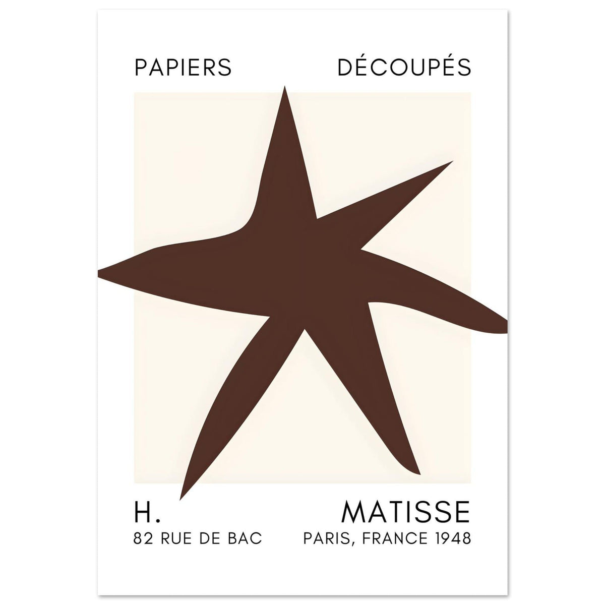 Artfulprints Poster Matisse – Star of the sea brown  - 70x100 cm - Bruin