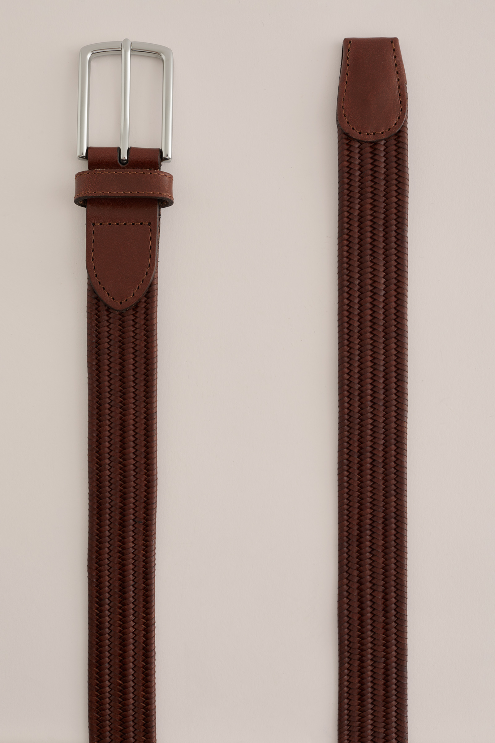 Heren leren riem met gevlochten patroon