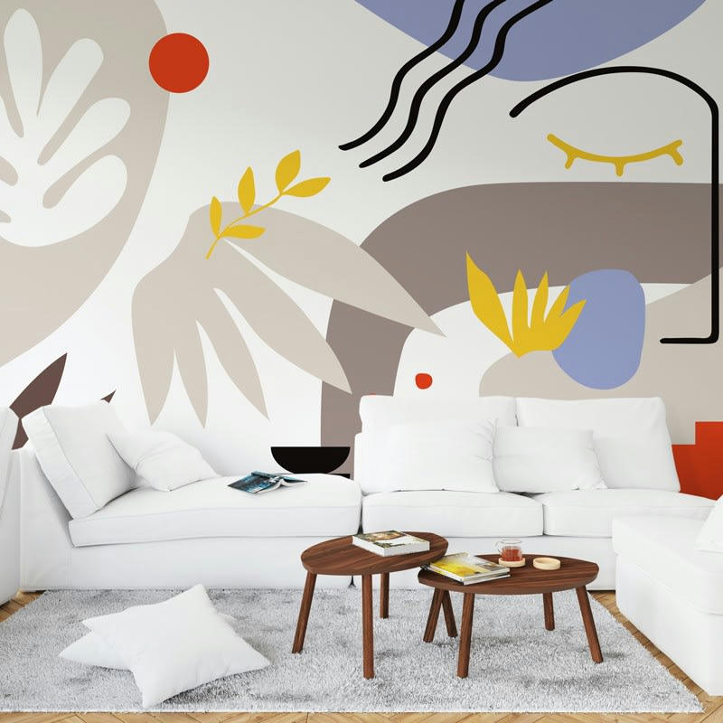 FACE PEACOCK - Papier Peint Panoramique L432xH270cm Multicolore Abstrait