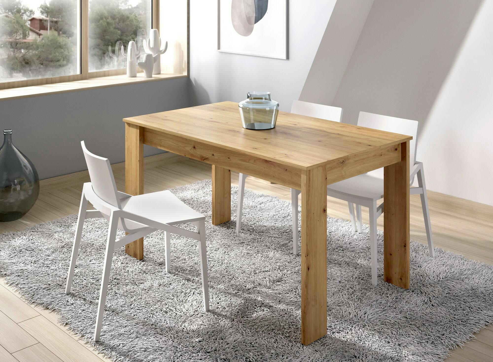 DBAGATT - Table fixe effet bois chêne noueux 139x81