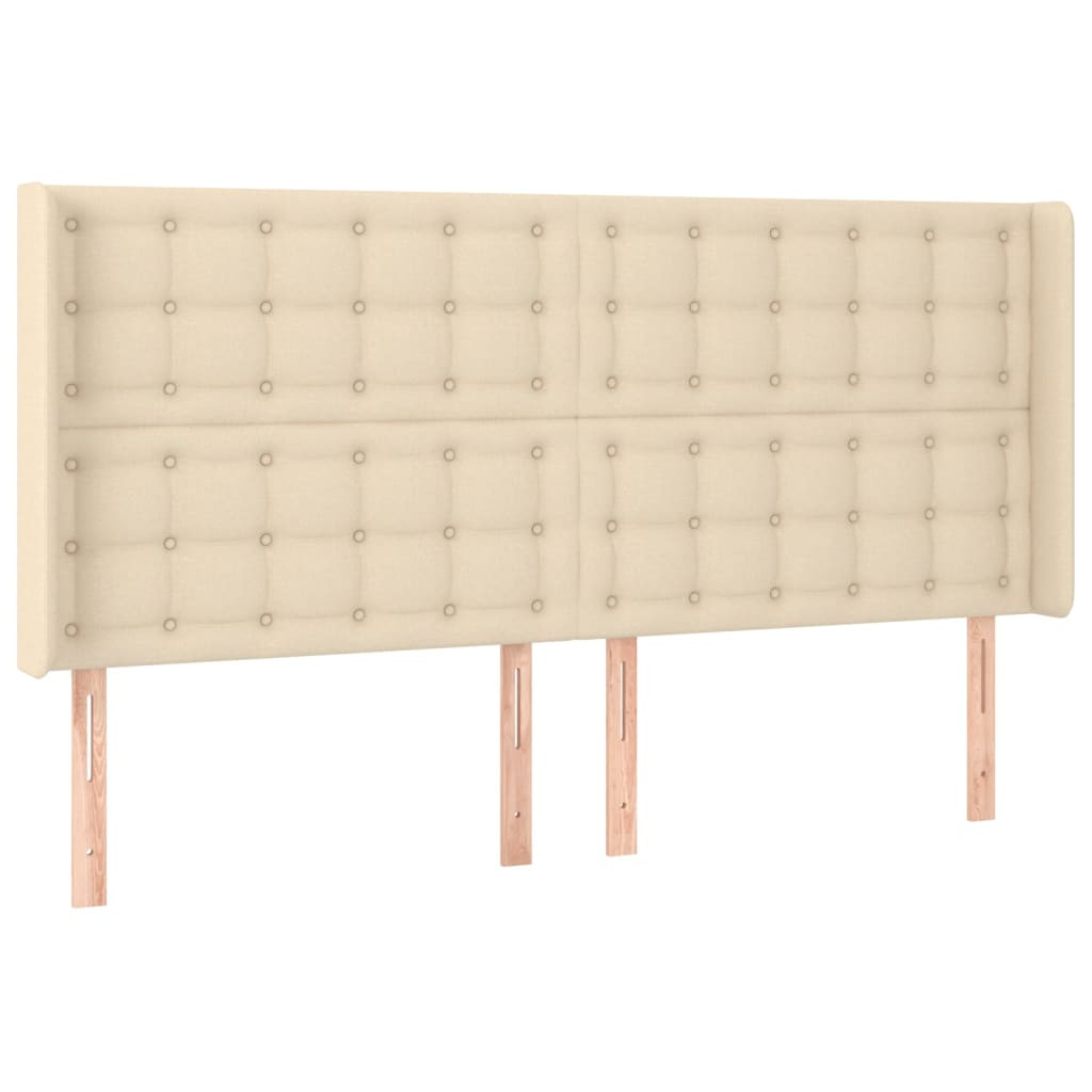 Wezgłowie Kremowy 203 x 16 x 118/128 cm Tkanina vidaXL
