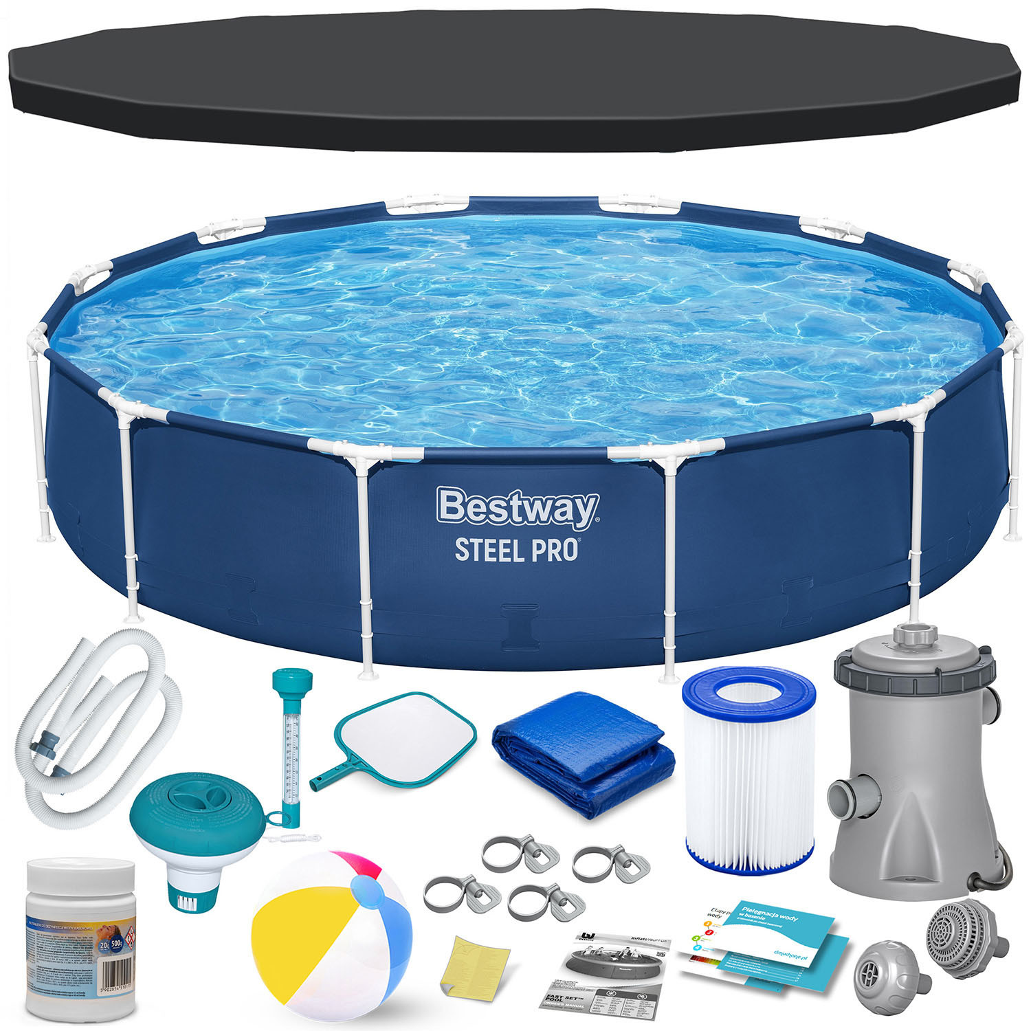 Basen ogrodowy stelażowy Bestway 366x76 cm zestaw 16w1