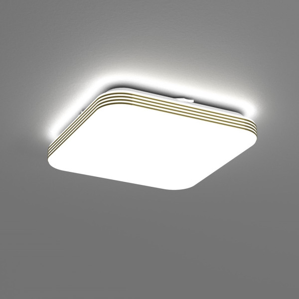 Plafon Dabarkwadratowy biało-złoty LED 1x11W 26cm 990lm IP44 Milagro