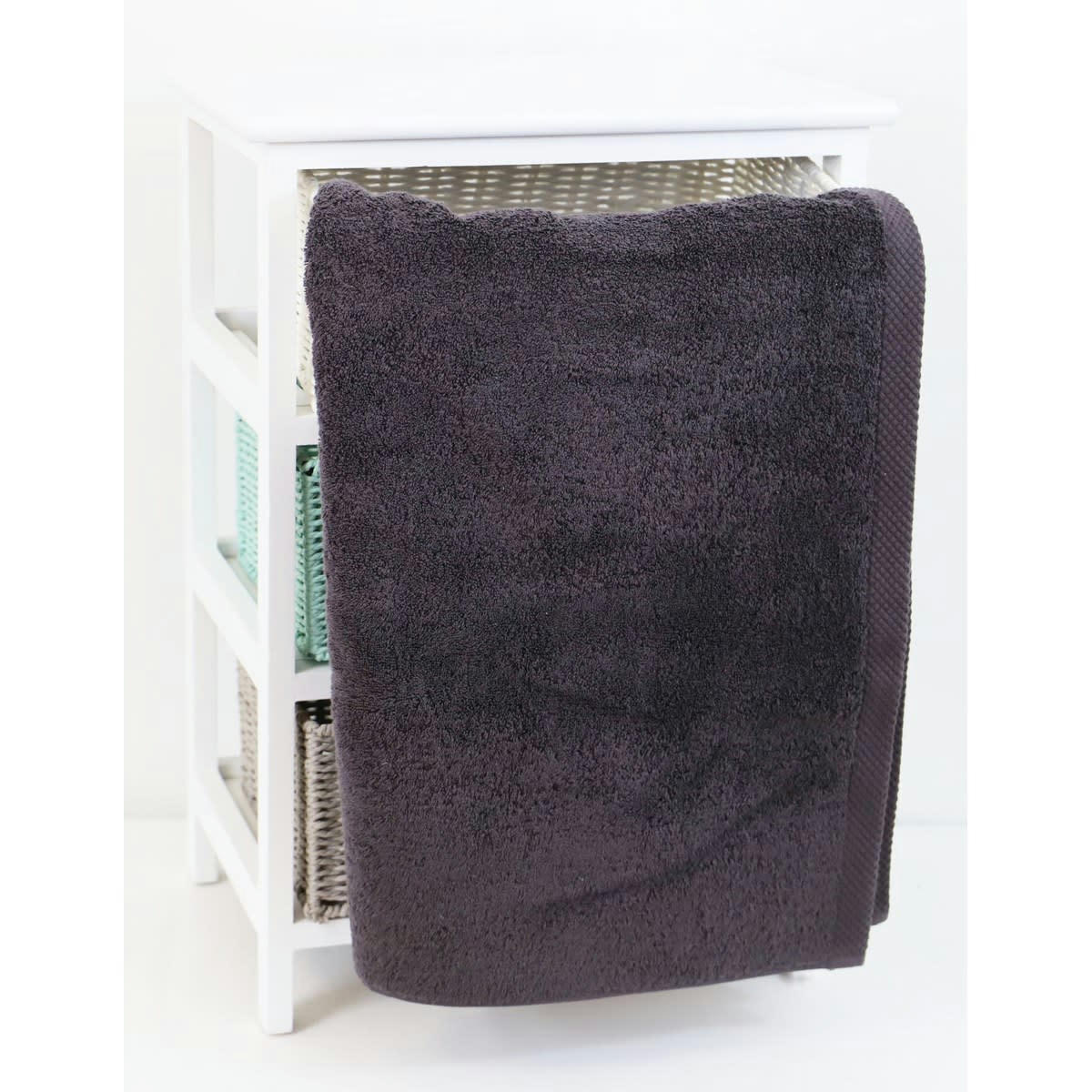 DRAP DE DOUCHE ESSENTIELLE - Drap de douche éponge en coton gris foncé 70x140 cm