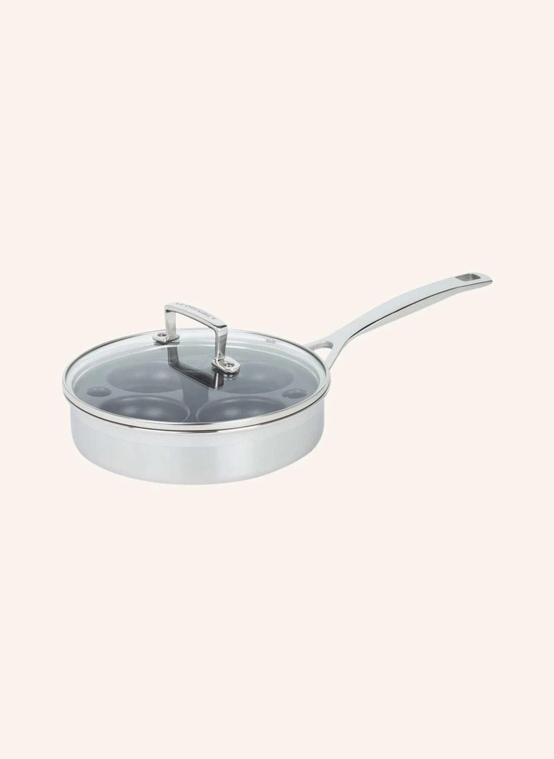 LE CREUSET Sauté-Pfanne 3-ply mit Pochiereinsatz und Glasdeckel