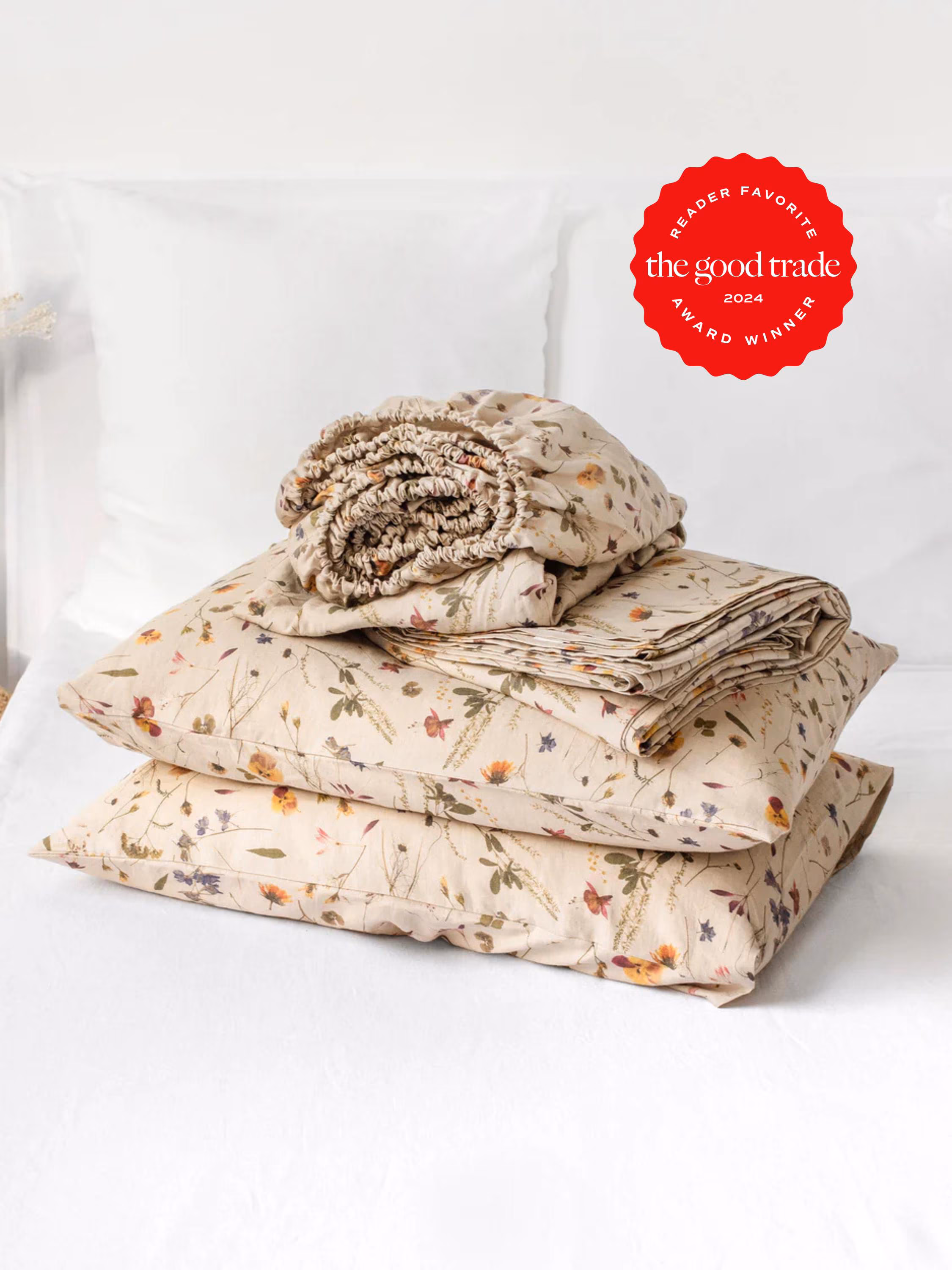 Botanical Linen Sheet Set — Floral Queen Sheet Set — King Linen Sheets — Deep Pocket Bedding