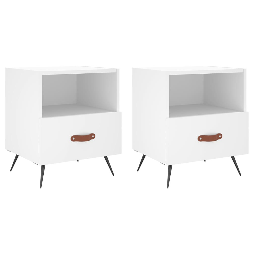 2x Szafka Nocna Stolik Komoda Biała z Szufladą Do Sypialni 40x35x47,5 cm