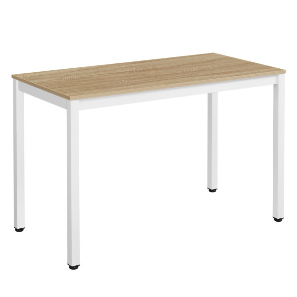 Zestaw stół 120x60 dąb sonoma nogi białe   4 krzesła szare do kuchni