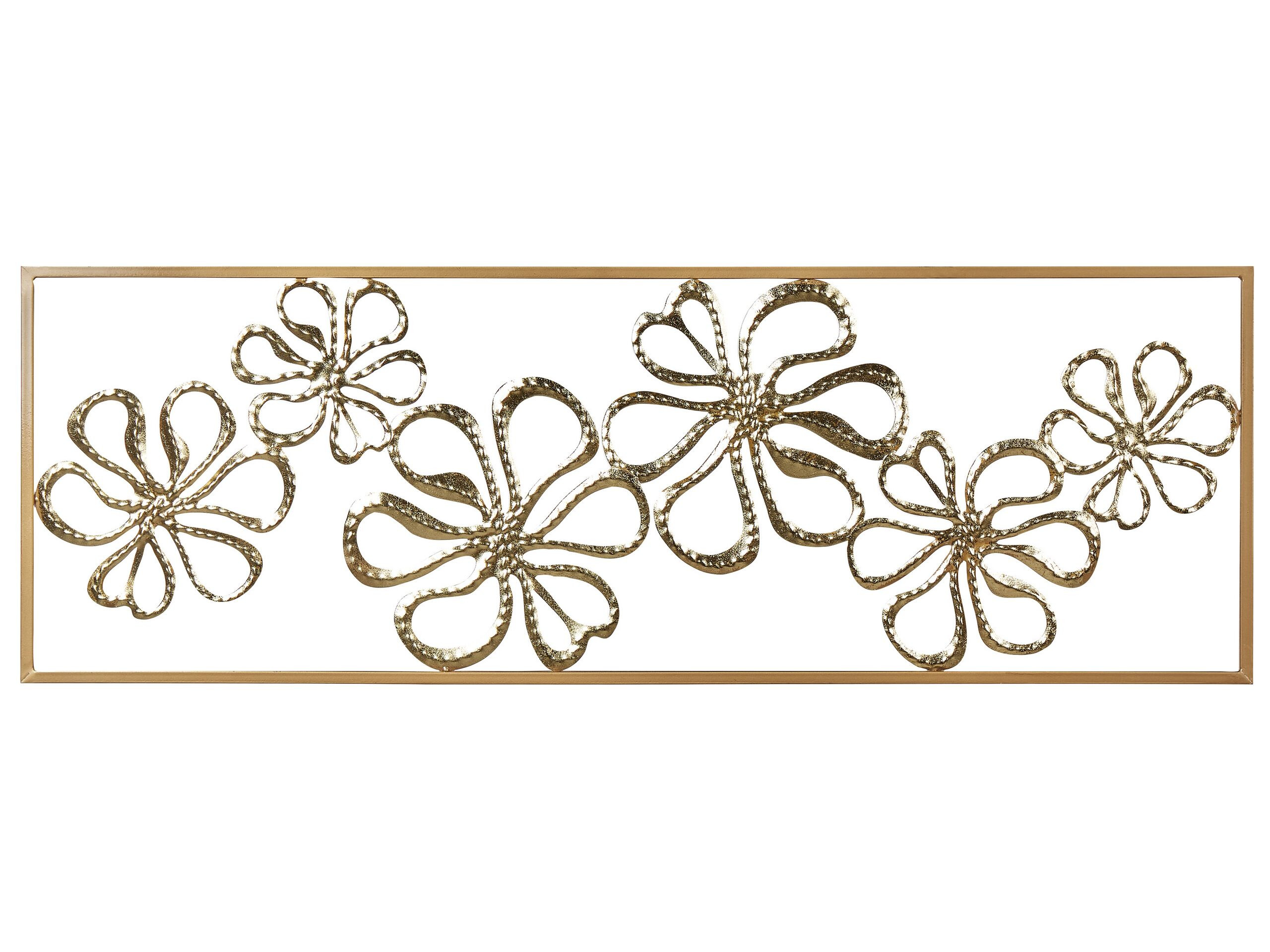 Dekoracja ścienna metalowa złota 90 x 31 cm
