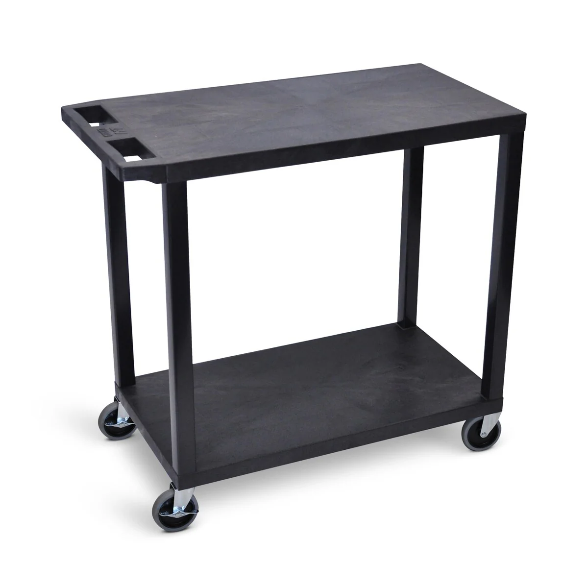 Luxor Plastic Black High Capacity 2-flat Shelf Cart