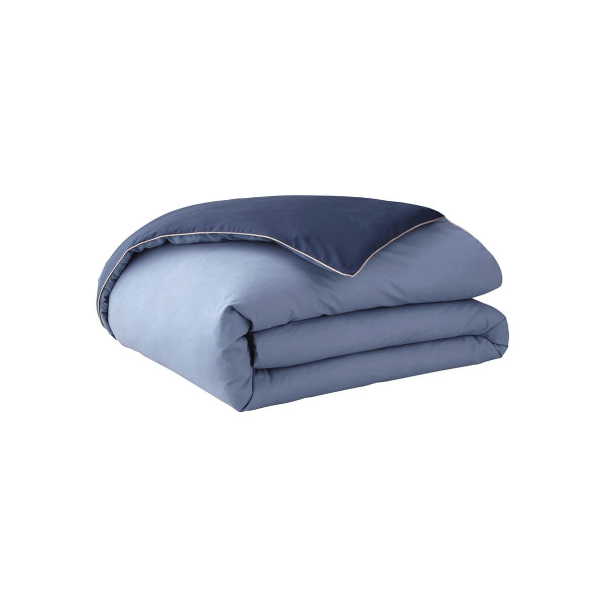 BONS JOURS - Housse de couette bicolore en coton bleu 260x240
