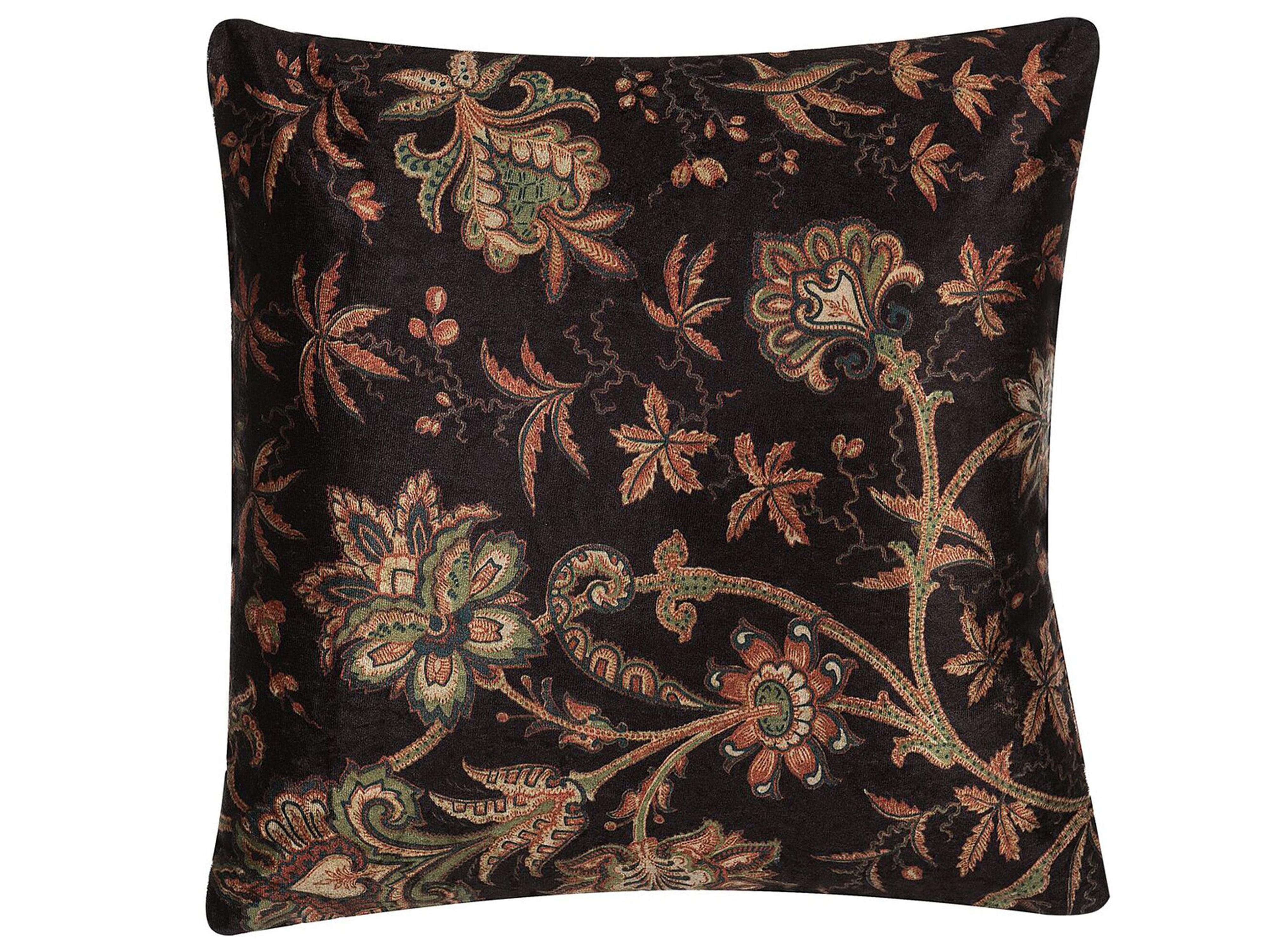 Throw Cushion KARUR Cotton 45 x 45 cm Brown Floral Pattern