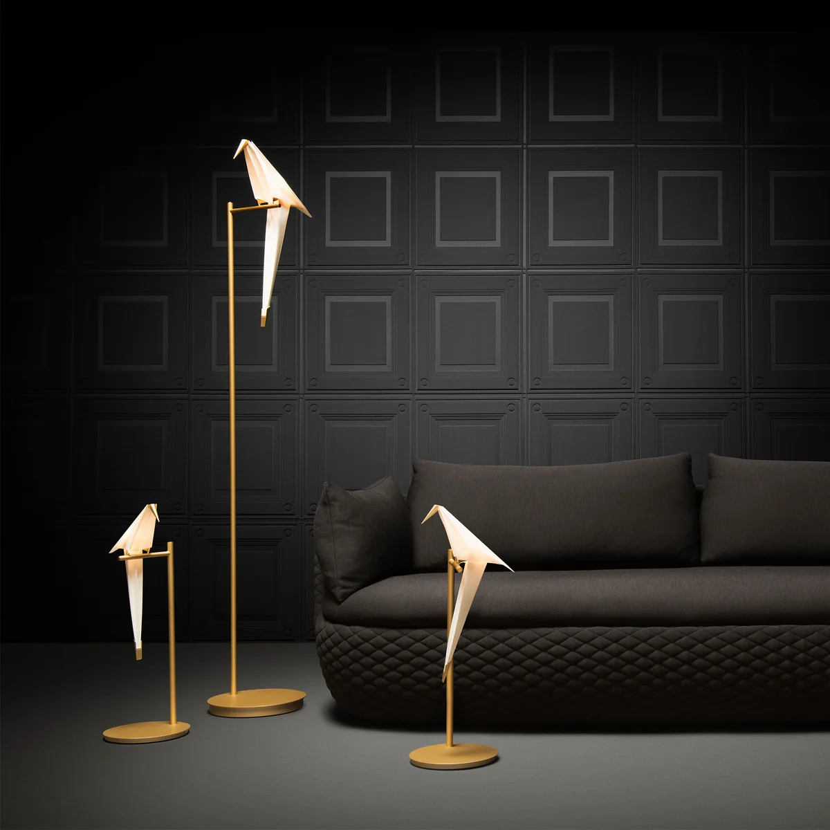 Moooi - Perch Light LED-Stehleuchte, Messing / weiß
