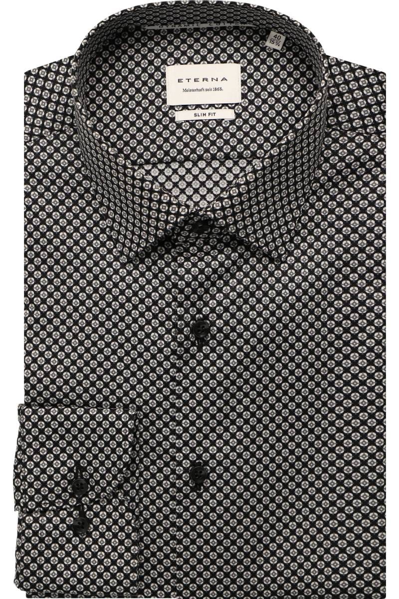 ETERNA Slim Fit Dynamic Cotton Hemd anthrazit, Bedruckt