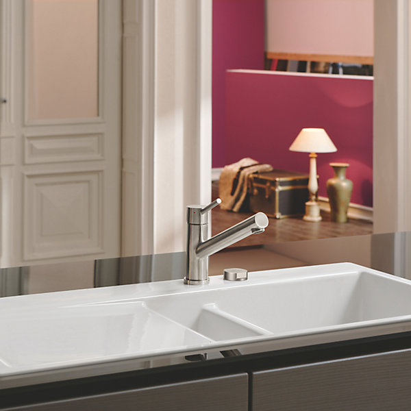 Evier céramique blanc Villeroy &Boch SUBWAY PURE 1 bac et demi - égouttoir gauche