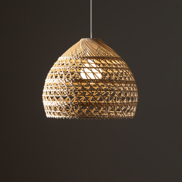 Lampa wisząca naturalne drewno-biała BOHO M 1xE27x25W Nowodvorski