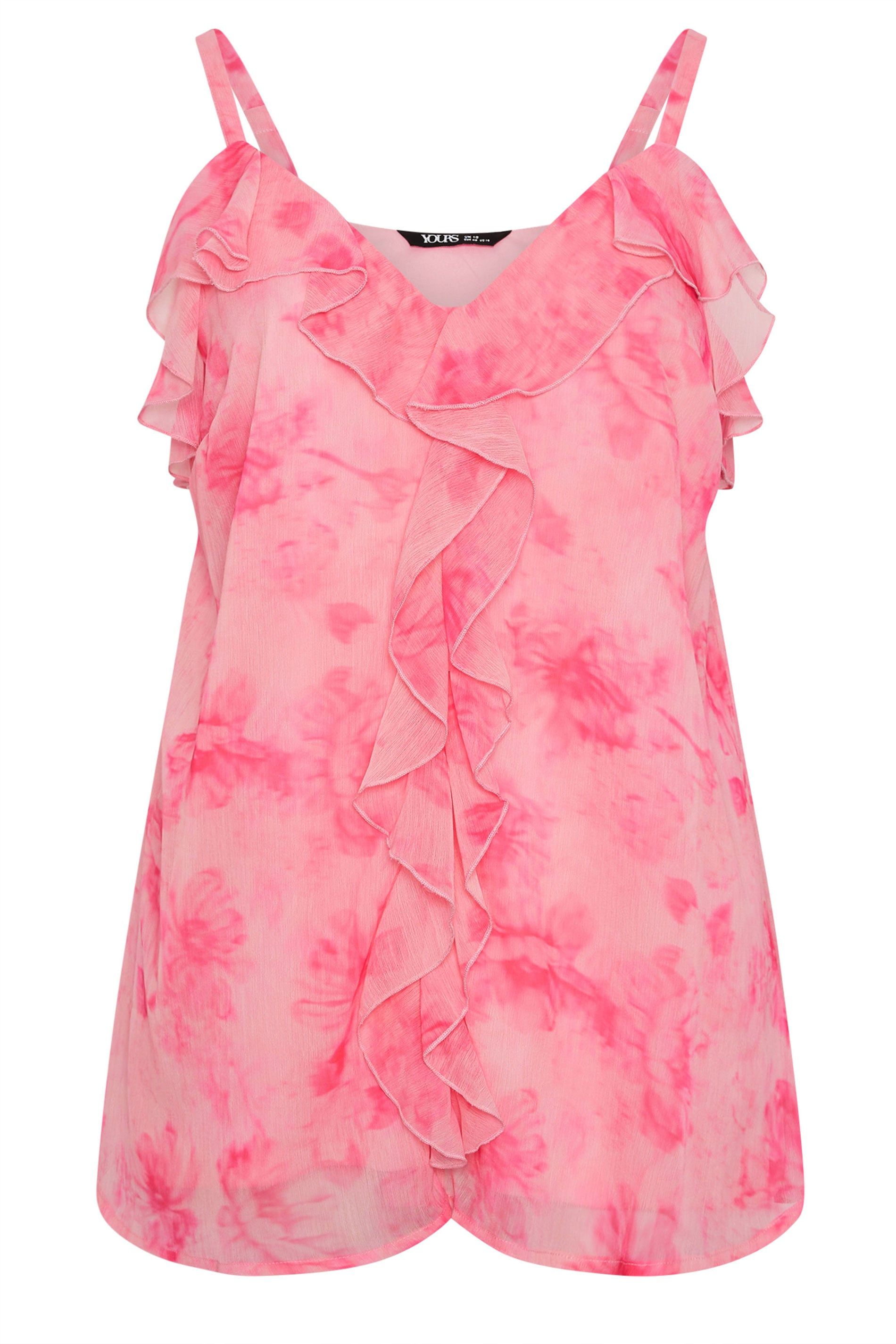 Yours Floral Ruffle Vest Top