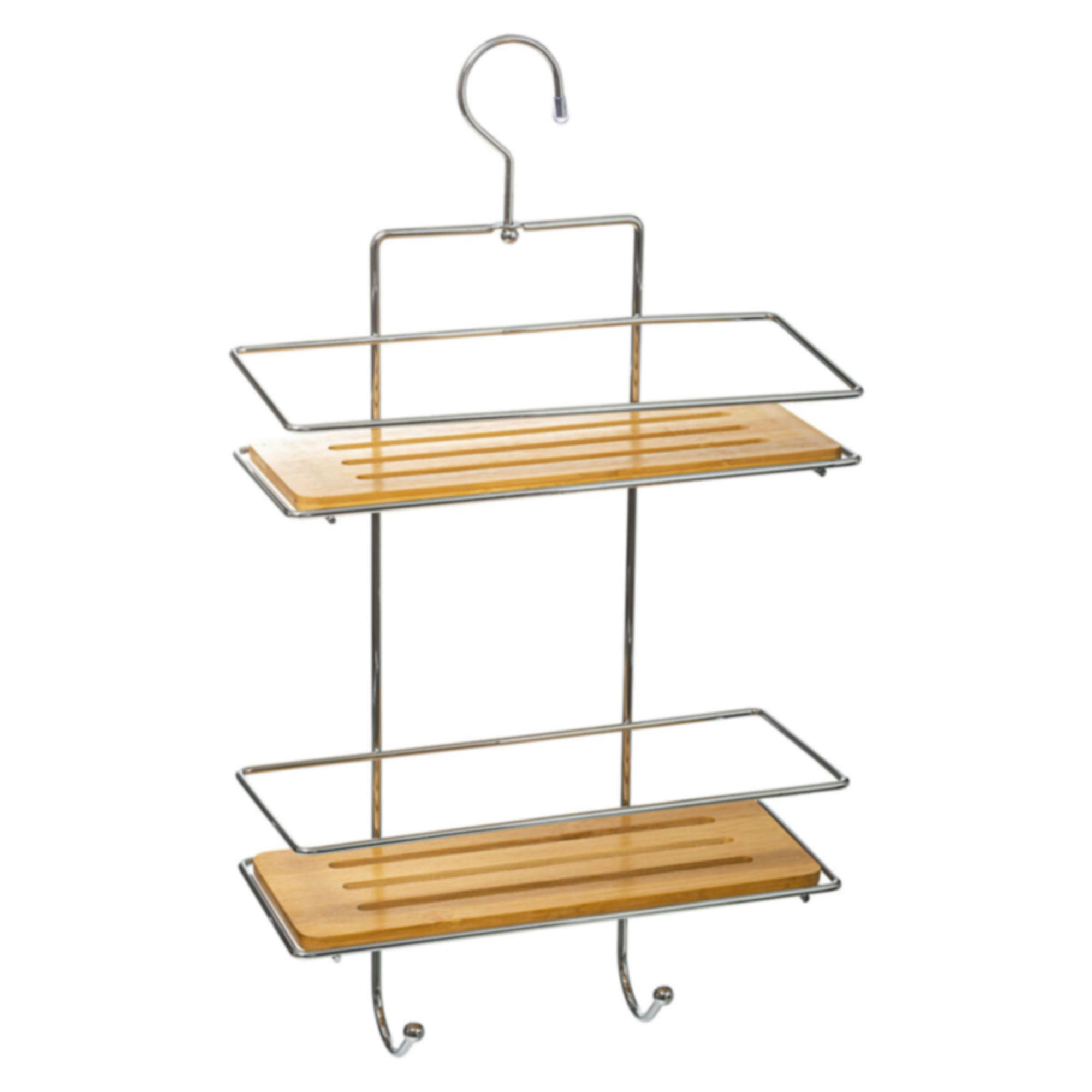 - Étagère de douche à suspendre en métal et bambou
