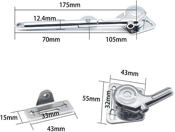 CODEKEY Lot de 4(Droite et gauche)Pneumatique Stay, s'arrête sur n'importe quel angle, support de levage de porte, de placard de c