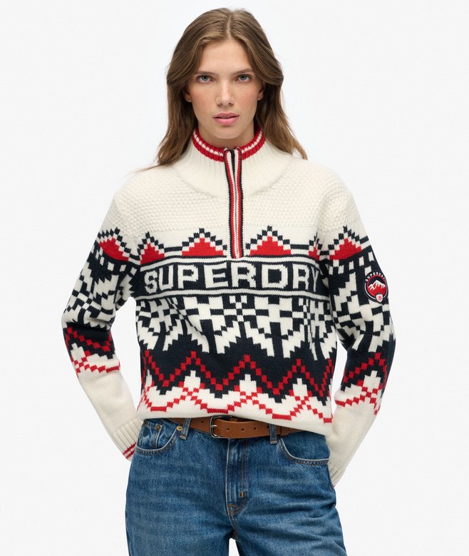 Intarsia Half Zip Jumper
