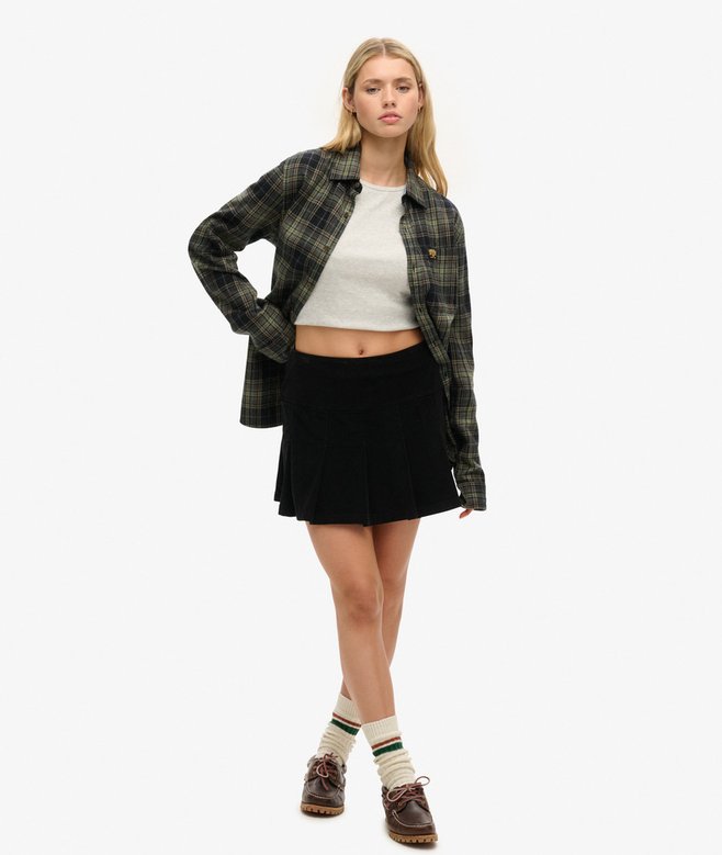 Vintage Cord Pleated Mini Skirt