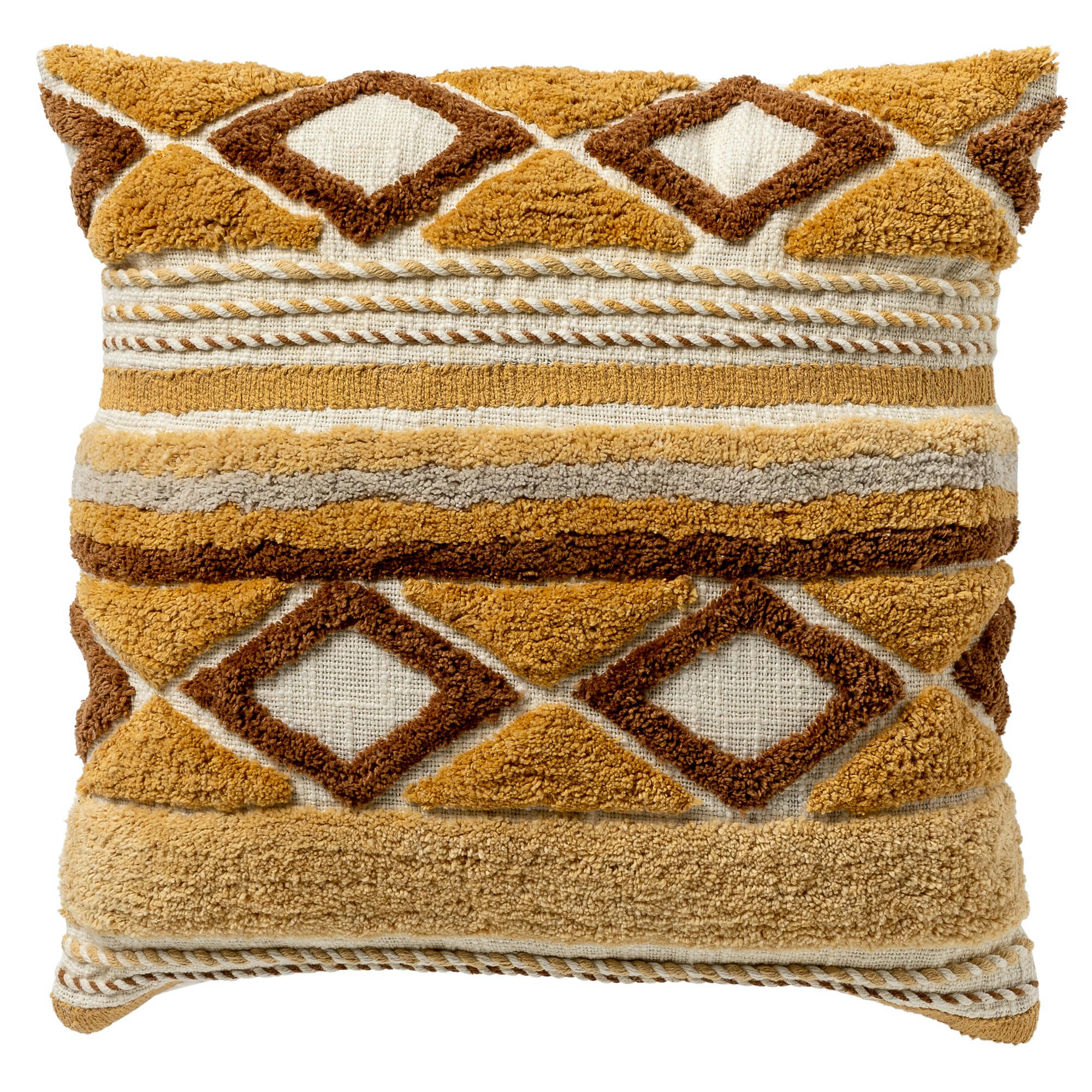 Gaia - Coussin - marron en coton 45x45 cm avec motif