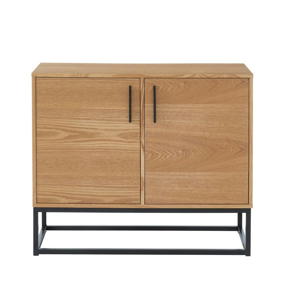 IVICA - Buffet 2 portes en métal et bois clair