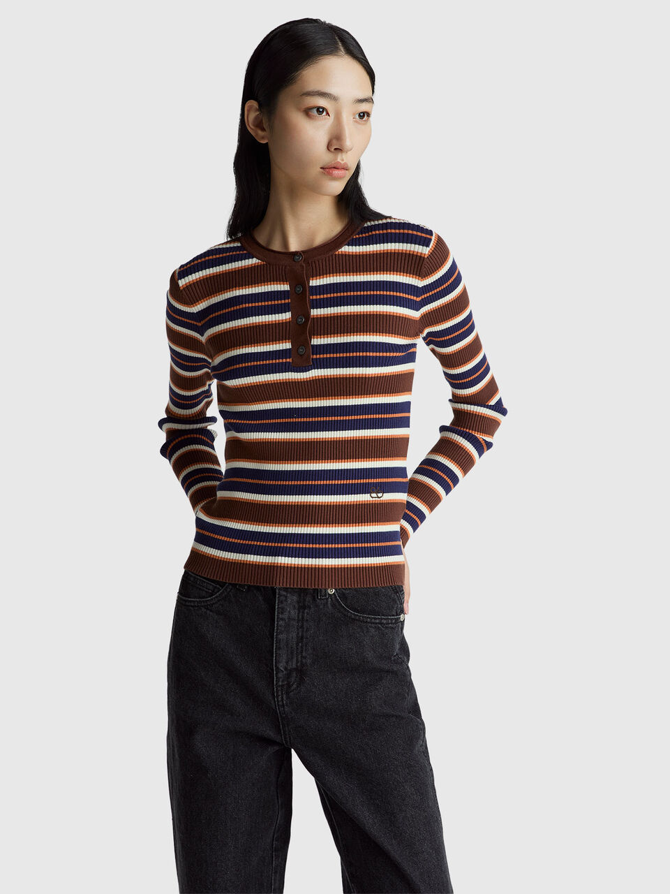 Henley ribbed top