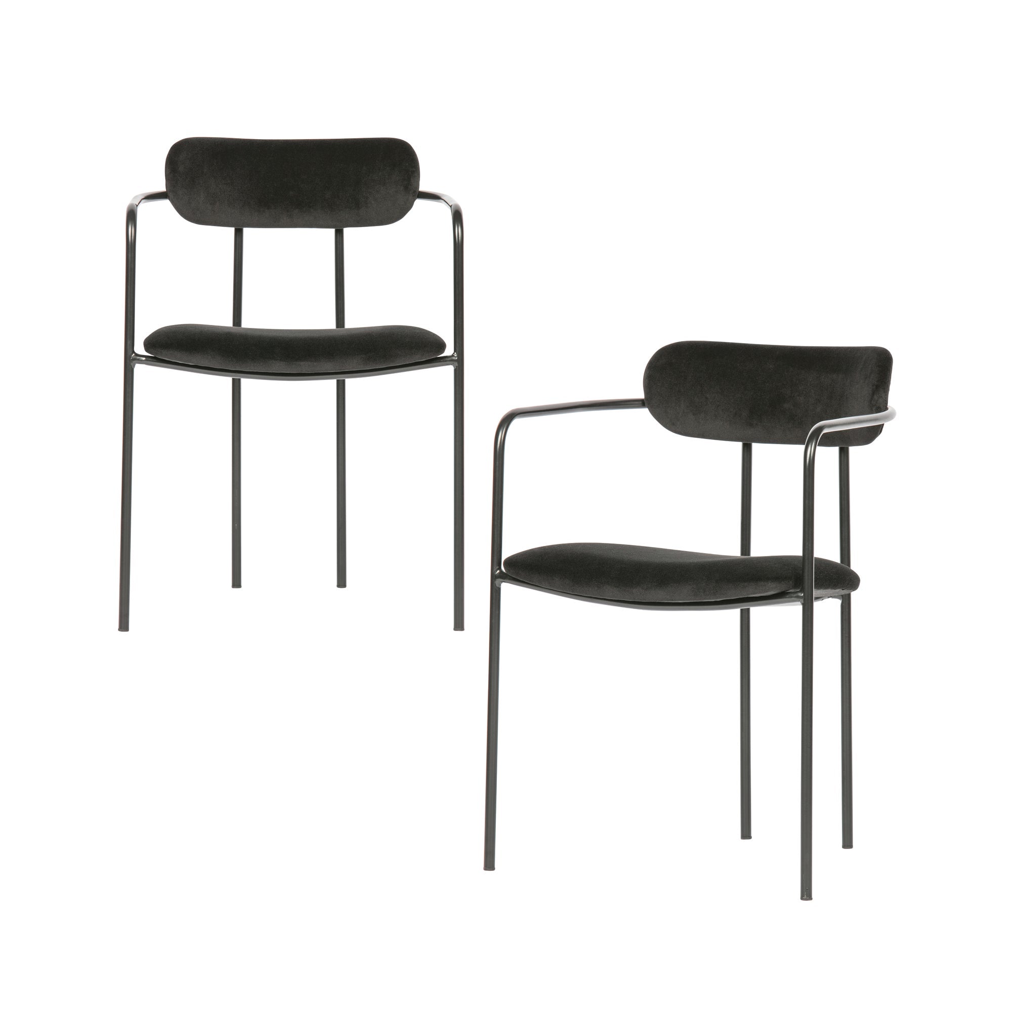 WOOOD eetkamerstoelen Ivy- Fluweel - Zwart - Set van 2