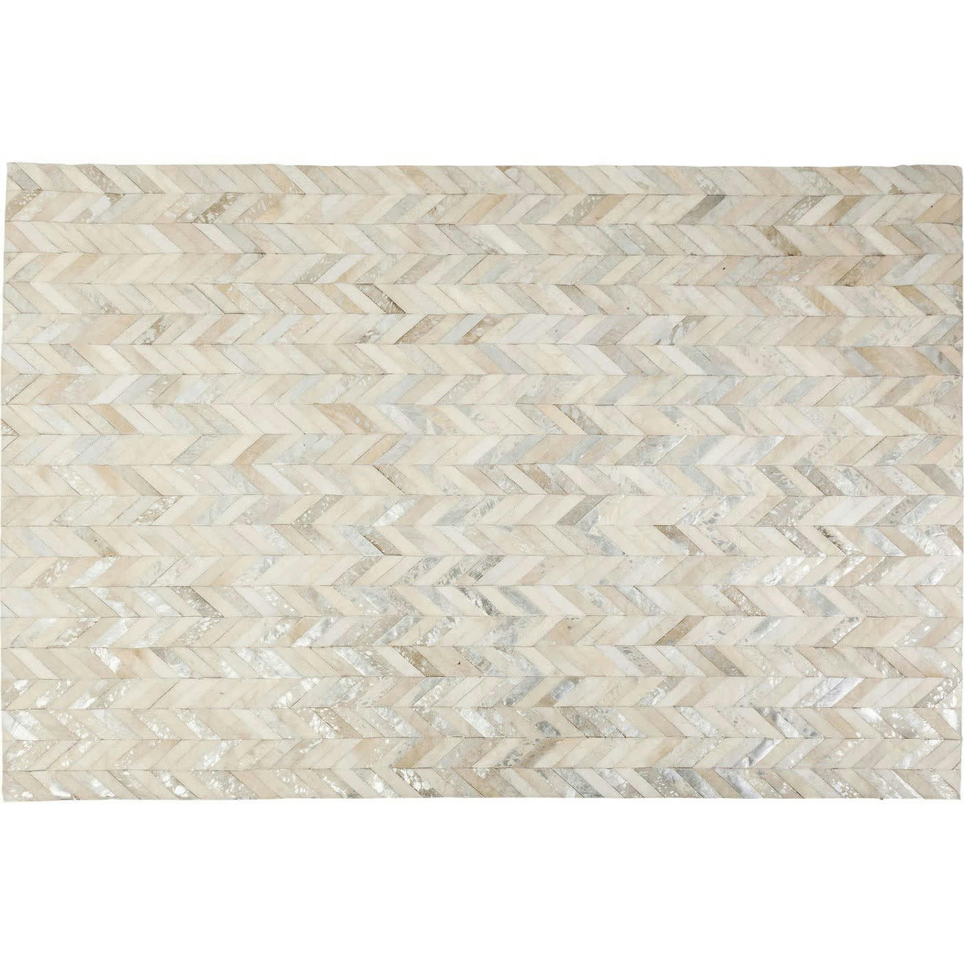SPIKE ELEGANCE - Tapis beige et argenté en peau de vache 240x170